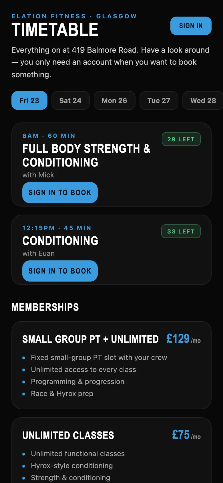 Elation Hub website on a mobile phone