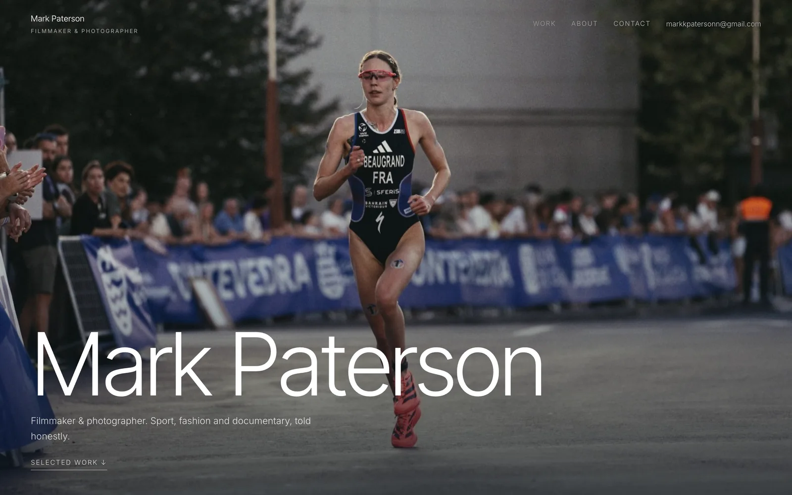 Mark Paterson Film website on a desktop screen